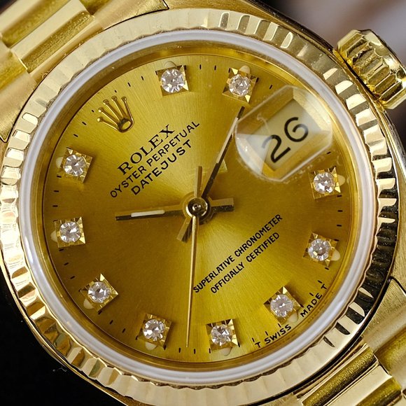 Rolex Datejust 18K Gold Factory Diamond Dial 26mm - Picture 4 of 14